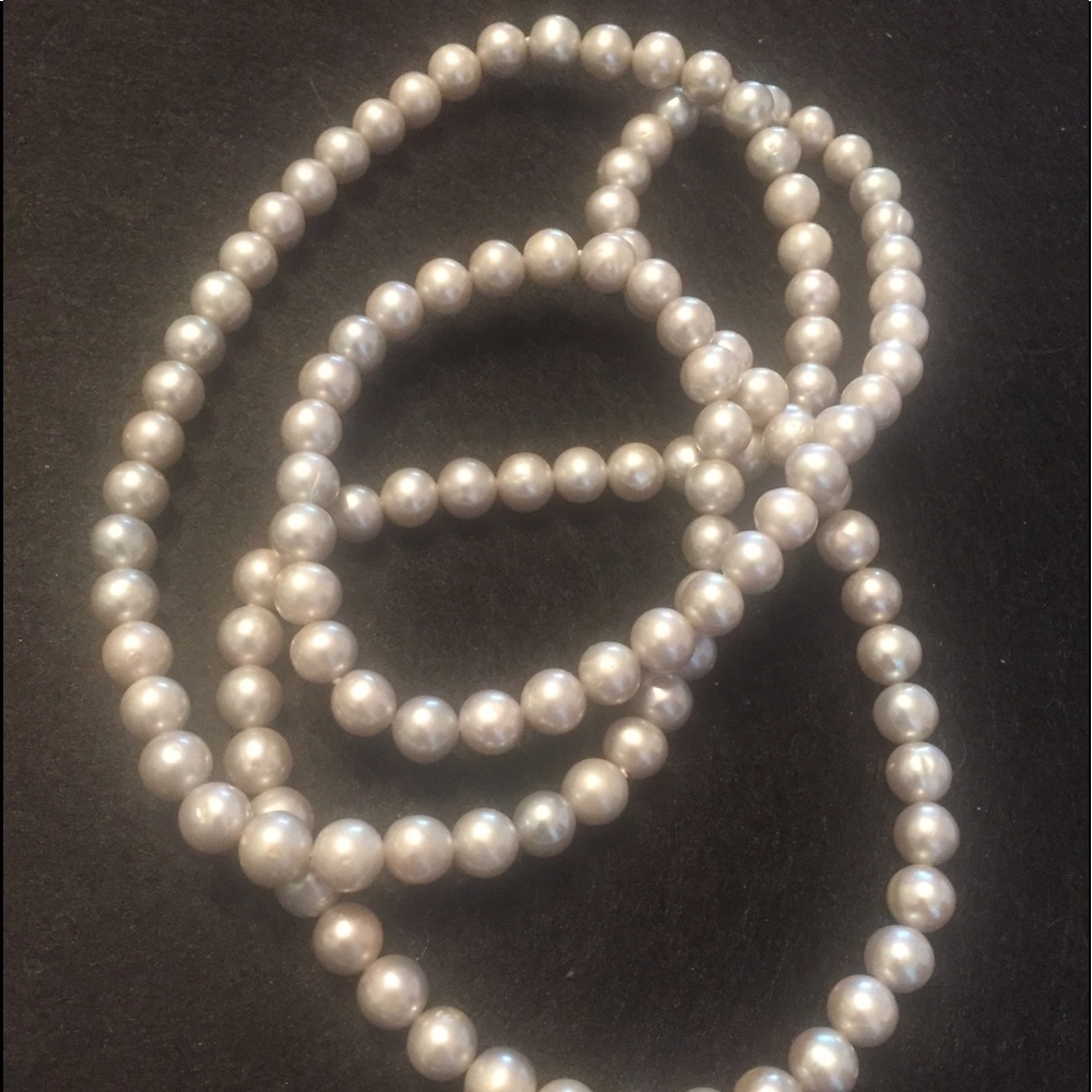 NWT 7.5-8.5mm slvr cult pearl necklace